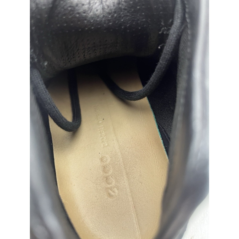 Ecco Soft 7 Mens 7 Black Leather Sneakers Lace-Up High Top Round Toe Casual - Picture 8 of 10
